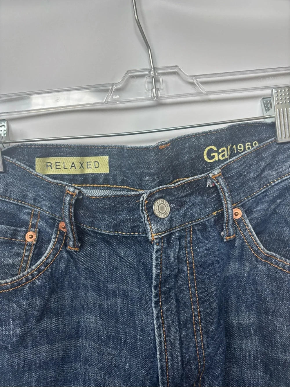 Vintage Gap 1969 Mens Relaxed Fit Jeans 34x32 Dark Blue Wash Denim